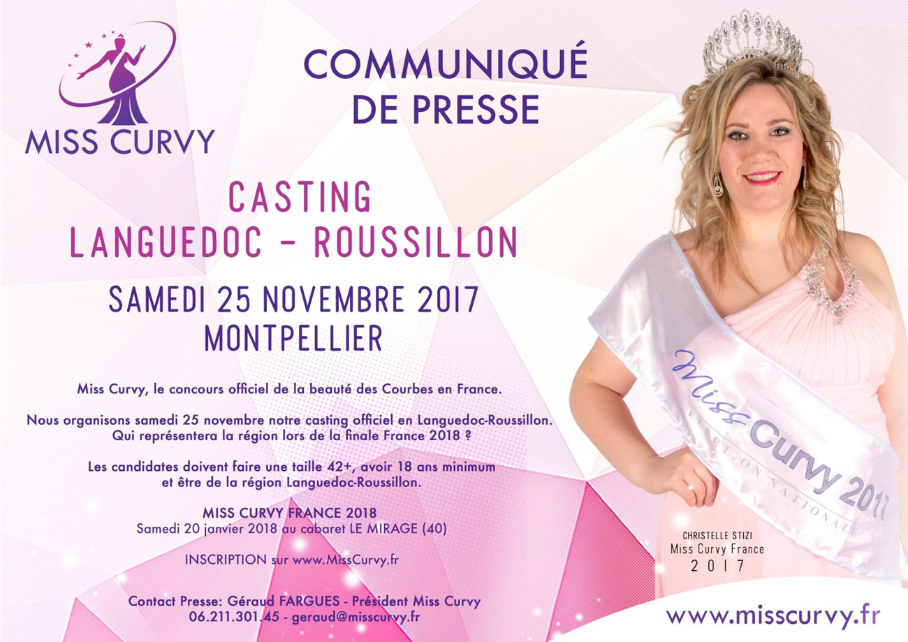 Miss Curvy - CASTING LANGUEDOC-ROUSSILLON le Samedi 25 Novembre 2017 -  Hérault Tribune