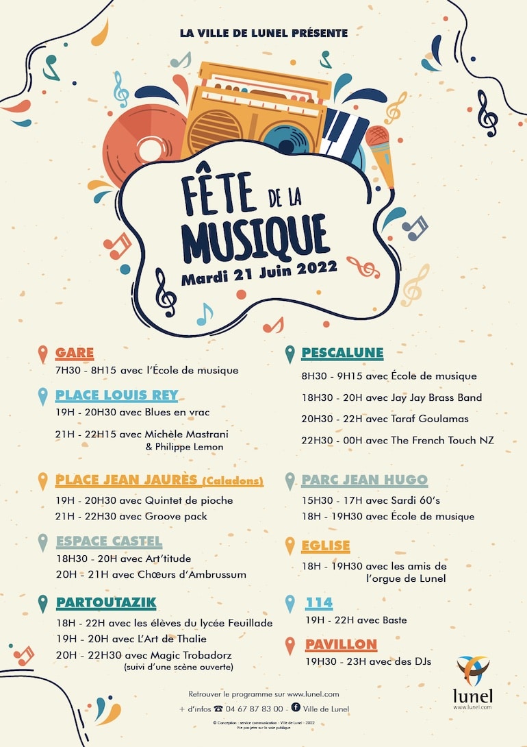 Programme de la Fête de la musique © Ville de Lunel