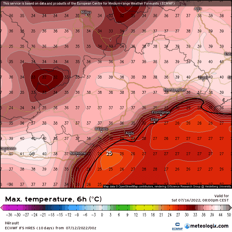 carte temperature 14 juillet 2022