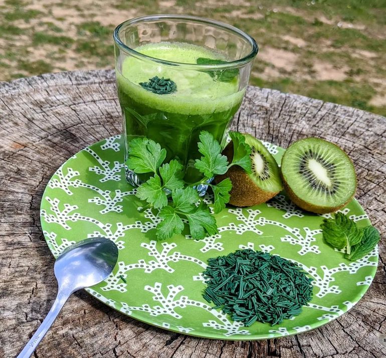 Un smoothie à la spiruline aux Jardins de Dylan © Croqu' la vie / Facebook