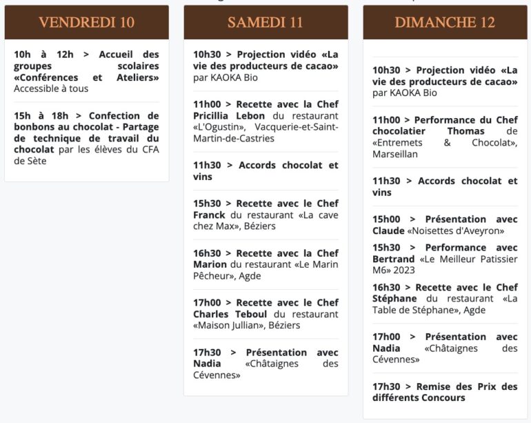 Programme Passion Chocolat