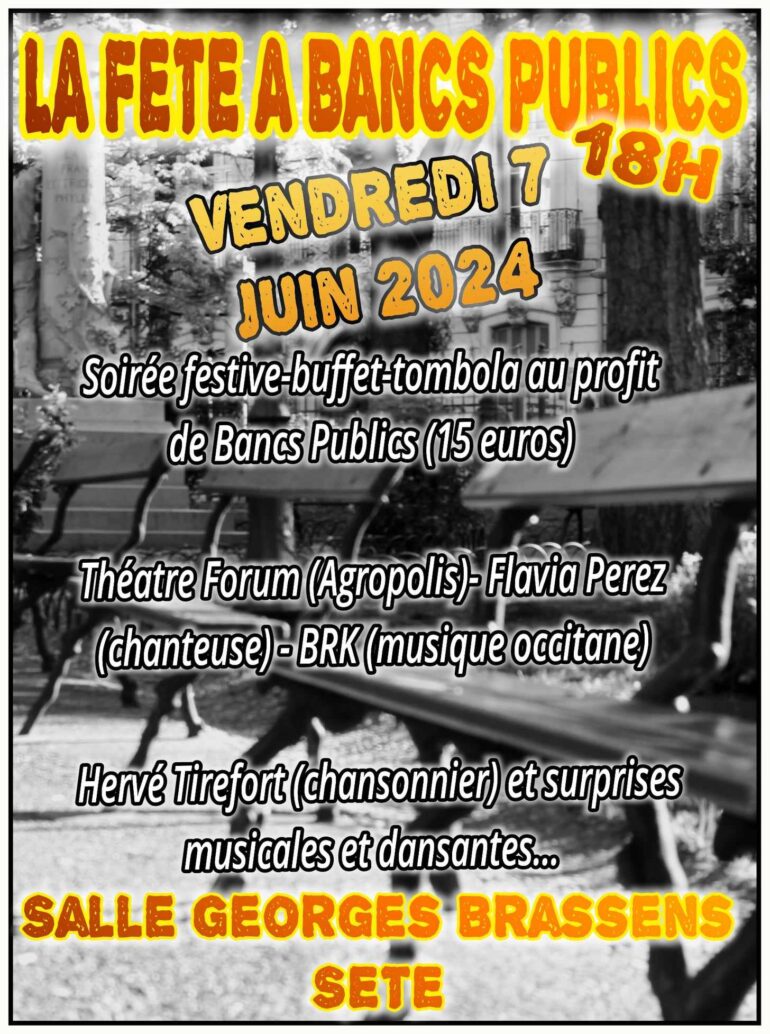 Affiche Bancs Publics Sète soirée de soutien