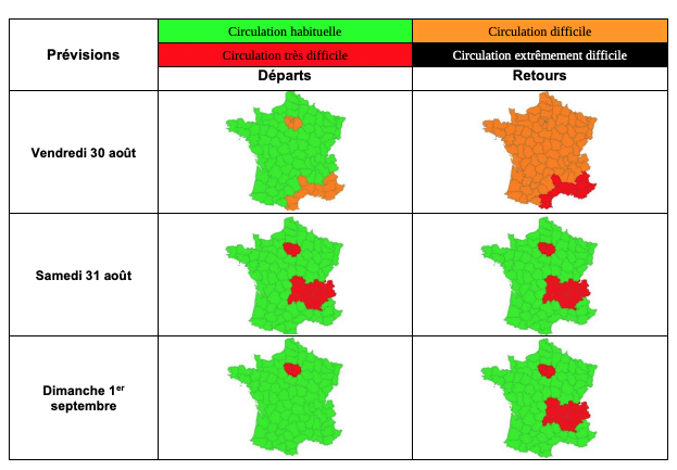 Prévision 30 août/1er septembre ©Bison Futé