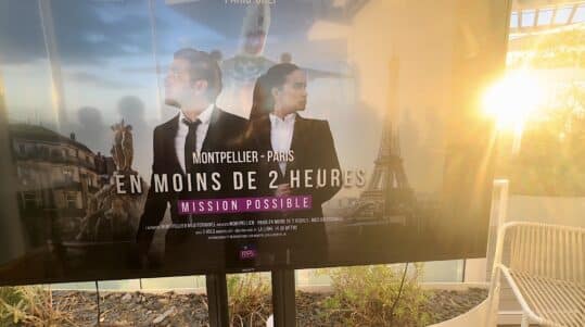 Affiche du spot de pub Montpellier Paris en 2 heures