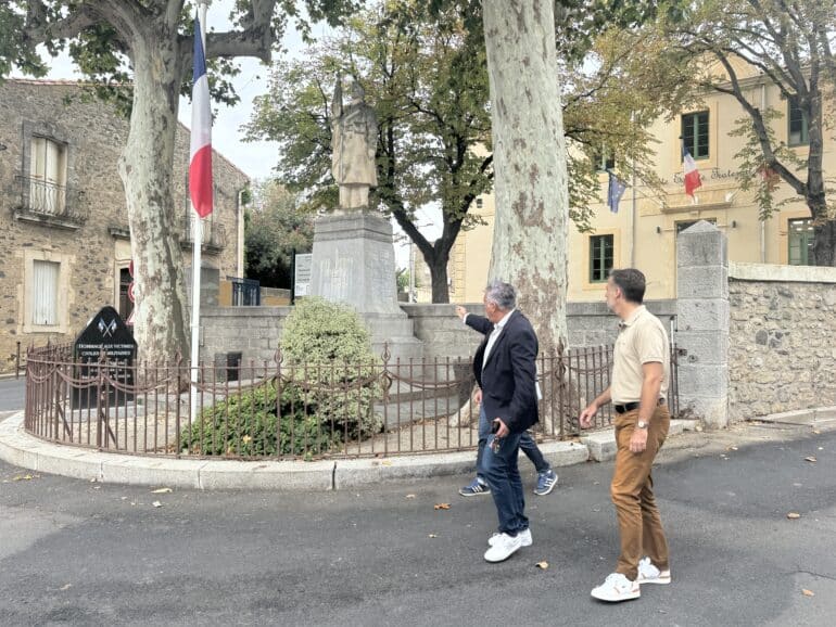 Sébastien FREY en visite à Tourbes aux côtés de Lionel PUCHE ©EG