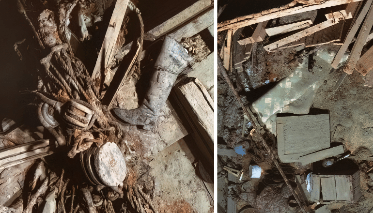 Des photographies de mer montrent une botte sur les restes du navire qui se trouvent au fond. Cette botte était autrefois portée par Frank Wild, le deuxième de Shackleton © Falklands Maritime Heritage Trust.