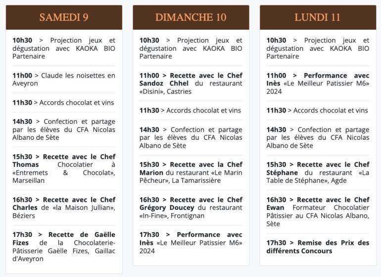 Programme des démonstrations et conférences de 