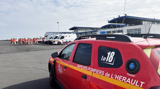 Simulation d'un crash d'avion à l'aéroport Béziers Cap d'Agde ©EG