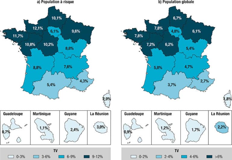 Taux de vaccination contre la Covid-19 chez les enfants de 5-11 ans, par région, France, 2023 ©Santé Publique France