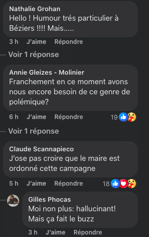 Commentaires accompagnant le post de la mairie ©Capture