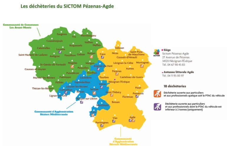 Les déchèteries du SICTOM Pézenas-Agde